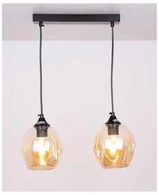 Fekete függőlámpa üveg búrával 14x48 cm Aspa – Candellux Lighting