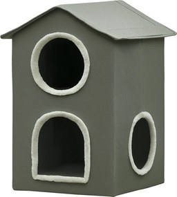 PawHut Két Szintes Macska Ház Mosható Párnákkal 3 Bejárattal, 42x46x59,5 cm, Szürke | Aosom