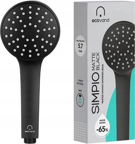 Zuhanyfej Zuhanyfej fekete Ecovand Simpio Takarékos -65% Víz 5.7 L/min