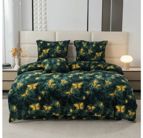 Mikroplüss ágyneműhuzat YELLOW BUTTERFLY sötétzöld Ágyneműhuzat mérete: 70 x 90 cm | 140 x 220 cm