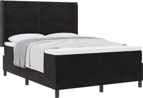vidaXL Boxrugós ágy matracmal fejtámlával Fekete 140 x 200 cm Bársony