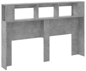betonszürke szerelt fa LED-es fejtámla 160x18,5x103,5 cm