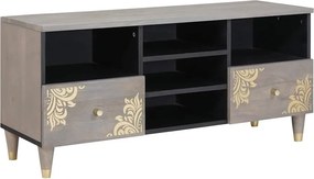 vidaXL TV szekrény fiókkal Szürke 100 x 33 x 46 cm Tömör Mangófát