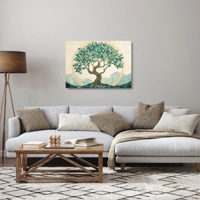 Üveg kép – Elegáns mozaik fával (70x50 cm)