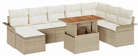 vidaXL Kerti Kanapé Szett tárolóval 9 pcs Bézs Poli rattan