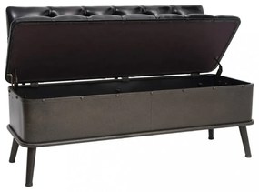 fekete műbőr tárolópad háttámlával 110 cm