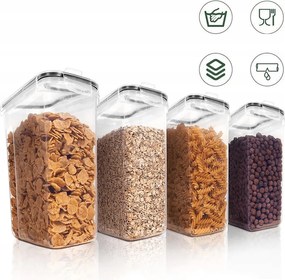 Élelmiszer Tartályok Nagy Légmentesen Záródó 4db 4 Liter Címkék És Mérőpoharak Ingyenes