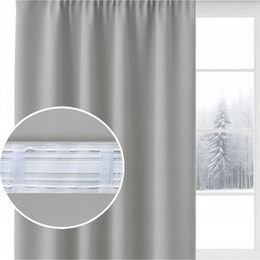 Kész sötétítő függöny 140x230 szürke függöny Wave szalaggal, blackout
