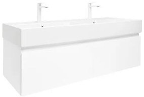 SAT B-WAY Fürdőszobaszekrény mosdóval 119x30x45 cm fehér fényes BWAY120WU2BB