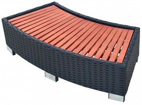 Polyrattan, fekete Spa fellépő 92x45x25 cm