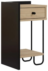 Fekete-natúr színű éjjeliszekrény tölgyfa dekorral Mercure – Marckeric