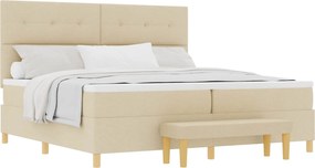 vidaXL Boxrugós ágy matracmal fejtámlával Krém 200 x 200 cm szövet