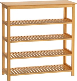 HOMCOM Cipőtartó, Cipőállvány 5 Szinten, Cipő Szervező max. 20 Pár Cipőhöz, Cipőshelf Bejárathoz, Előszobába, Bambusz, 80 x 29 x 82 cm, Természetes |