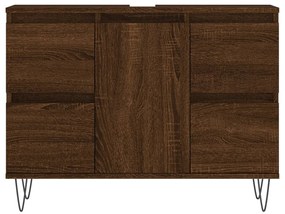 Barna tölgyszínű szerelt fa mosdószekrény 80 x 33 x 60 cm