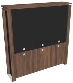 Verno+ S magas szekrény 200 x 46 x 210 cm, kombinált ajtó, dió / fekete