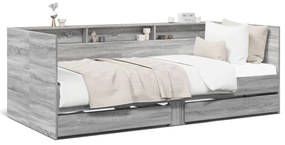 szürke sonoma kanapéágy fiókkal matrac nélkül 90x200 cm