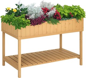 Outsunny Kiemelt Ültetőasztal Kerti Ágyás Palántázó Dozi 8 Rekesszel, Lejtős Polccal, Masszív Píne Fa, Természetes Fa 110 x 46 x 76 cm | Aosom