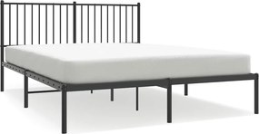 vidaXL fekete fém ágykeret fejtámlával 150 x 200 cm