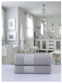 Világosszürke frottír pamut fürdőlepedő szett 2 db-os 70x140 cm – Good Morning