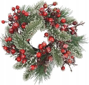 Karácsonyi koszorú 30 cm csipkebogyóval