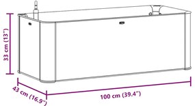 mokkaszínű kerti magaságyás öntözőrendszerrel 100 x 43 x 33 cm