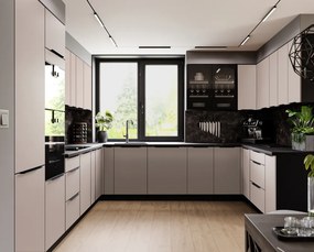 Magas szekrény, kasmír/fekete, ARAKA 60 DKS-210 3S1F