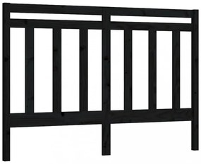 fekete tömör fenyőfa ágyfejtámla 146 x 4 x 100 cm