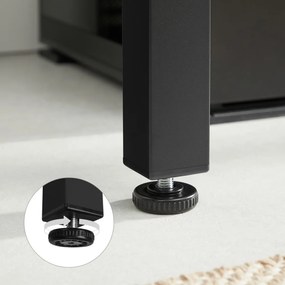 Fekete étkezőasztal tölgyfa hatású TESSA asztallappal 120x60 cm