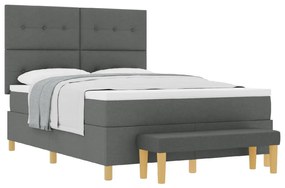 Boxspring Ágy Matraccal és Pad Dark Grey 140x200 cm Szövet