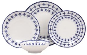 24 darabos fehér/kék porcelán étkészlet