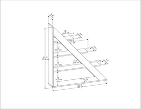 Pisagor könyvespolc, fehér, 120 cm