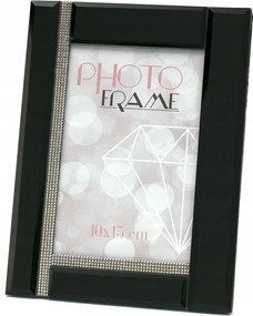 Fekete Üvegkeret Kövekkel 10x15cm Ezüst Glamour