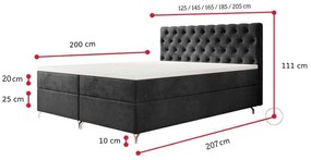 FESTER 2 kárpitozott boxspring ágy - szürke / 180x200