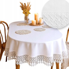 Ovális Fehér Abrosz asztalra Sima csipkével 80x140 Boho Ovális rusztikus