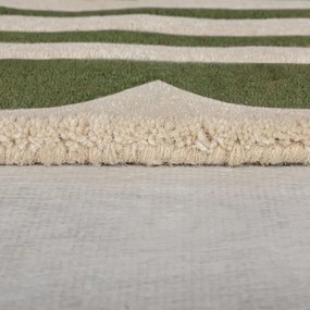 Zöld-natúr színű kézi szövésű gyapjú futószőnyeg 80x230 cm Lois Scallop – Flair Rugs