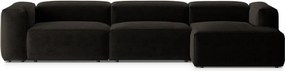 Fekete sarokkanapé (jobb oldali-heverő résszel) Bergamo – Cosmopolitan Design