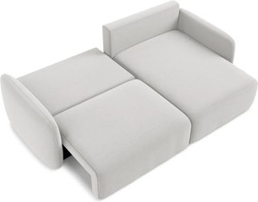 Világosszürke bársony kinyitható-tárolóhelyes sarokkanapé (jobb oldali-heverő résszel) Kalena – Makamii