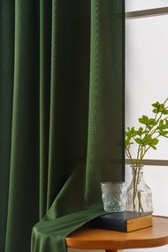 Függöny OXFORD LIGHT 140x250 cm, sötétzöld Felfüggesztés: Fém gyűrűk