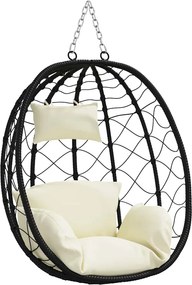 vidaXL Függő tojás szék Krémfehér 91,5 x 60 x 110 cm polirattan