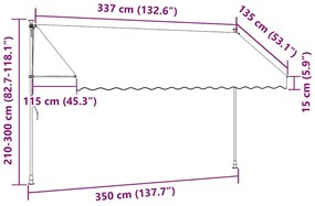 narancssárga-barna kézzel feltekerhető LED-es napellenző 350 cm