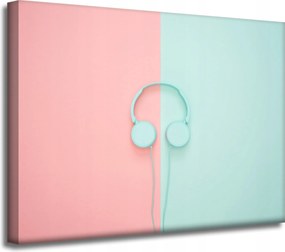 Vászonkép Zene Fejhallgató Kétszínű Pasztell színek 40x30