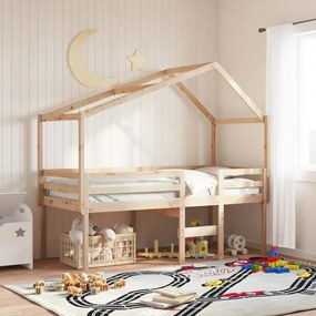 tömör fenyőfa magasított ágy tetővel 80 x 200 cm