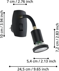 Eglo 300912 - PARRINI konnektorba dugható LED lámpa 1xGU10/4,5W/230V fekete