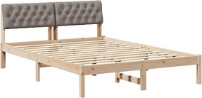 vidaXL Ágykeret fejtámlával Barna és taupe 150 x 200 cm Tömör fenyőfa