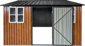 Fém kerti szerszámtároló ház, barna/antracit, 3,6x3,1x2,5 m, GABKO