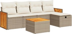 vidaXL 6 részes bézs polyrattan kerti ülőgarnitúra párnával