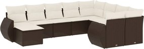 vidaXL 10 részes barna polyrattan kerti ülőgarnitúra párnákkal