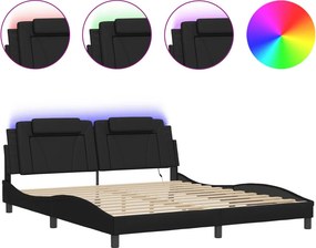 vidaXL fekete ágykeret Viana LED-ekkel matrac nélkül 180 x 200 cm