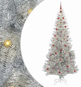 Karácsonyfa 300 LED-del állvánnyal Ezüst 240 cm PET
