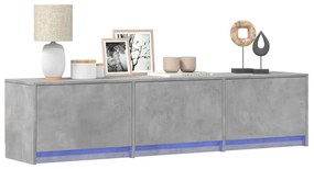 betonszürke szerelt fa TV-szekrény LED-ekkel 165 x 34 x 50 cm